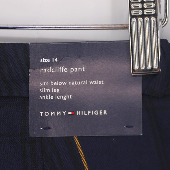 NWT TOMMY HILFIGER Radcliffe Pant Windowpant Plaid Ankle Slim Leg Navy Size 14 - Picture 8 of 12